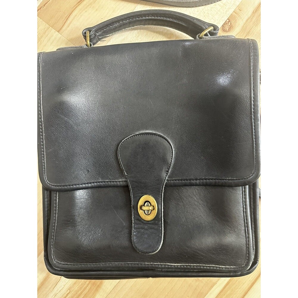 Vintage 90s COACH Willis Black Satchel Purse w/ Gold Hardware